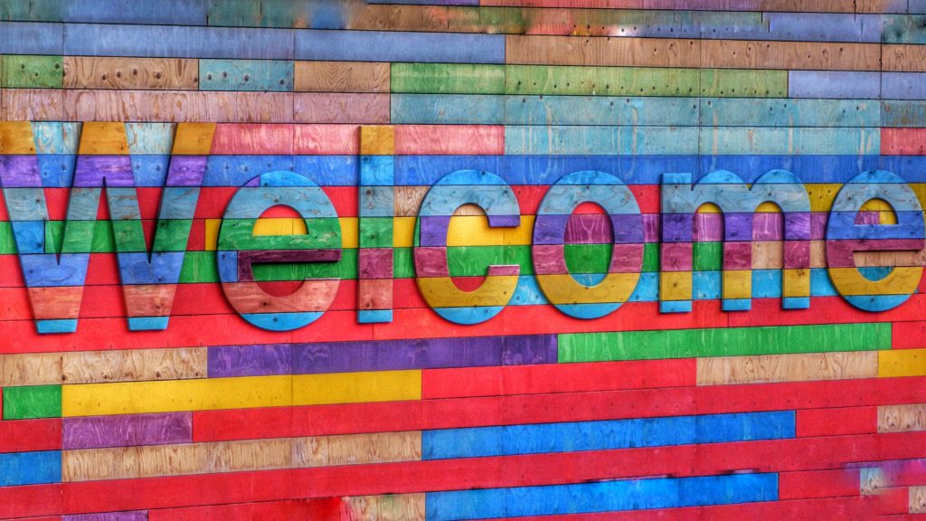 Colorful welcome sign