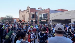 Downtown bicycle event. 