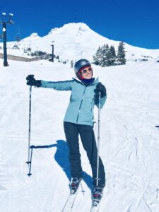 Ladan after making it down the ski slope in Oregon. 